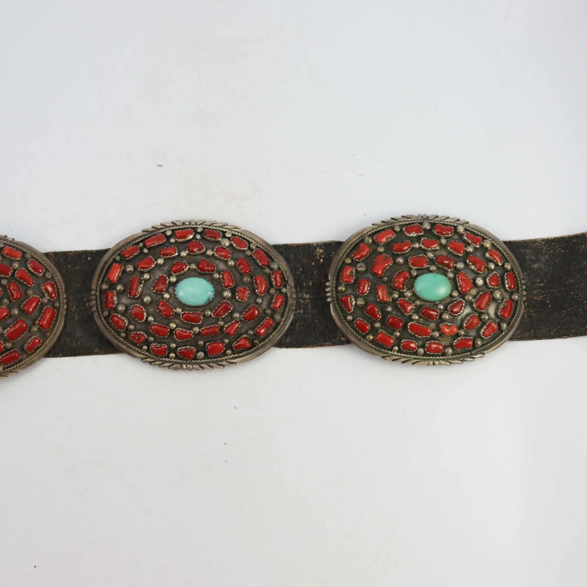 1950s Coral and Turquoise Concha Belt