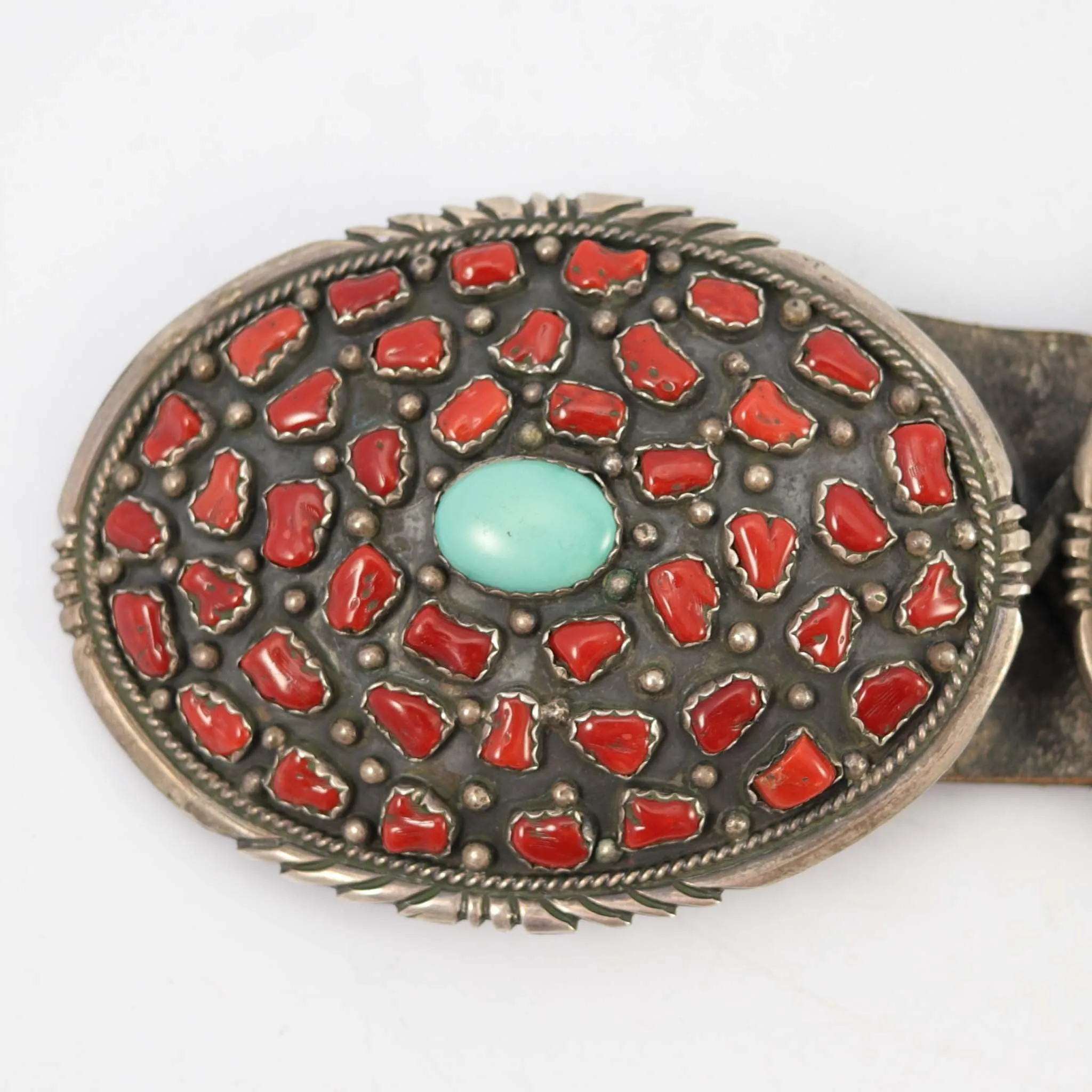 1950s Coral and Turquoise Concha Belt