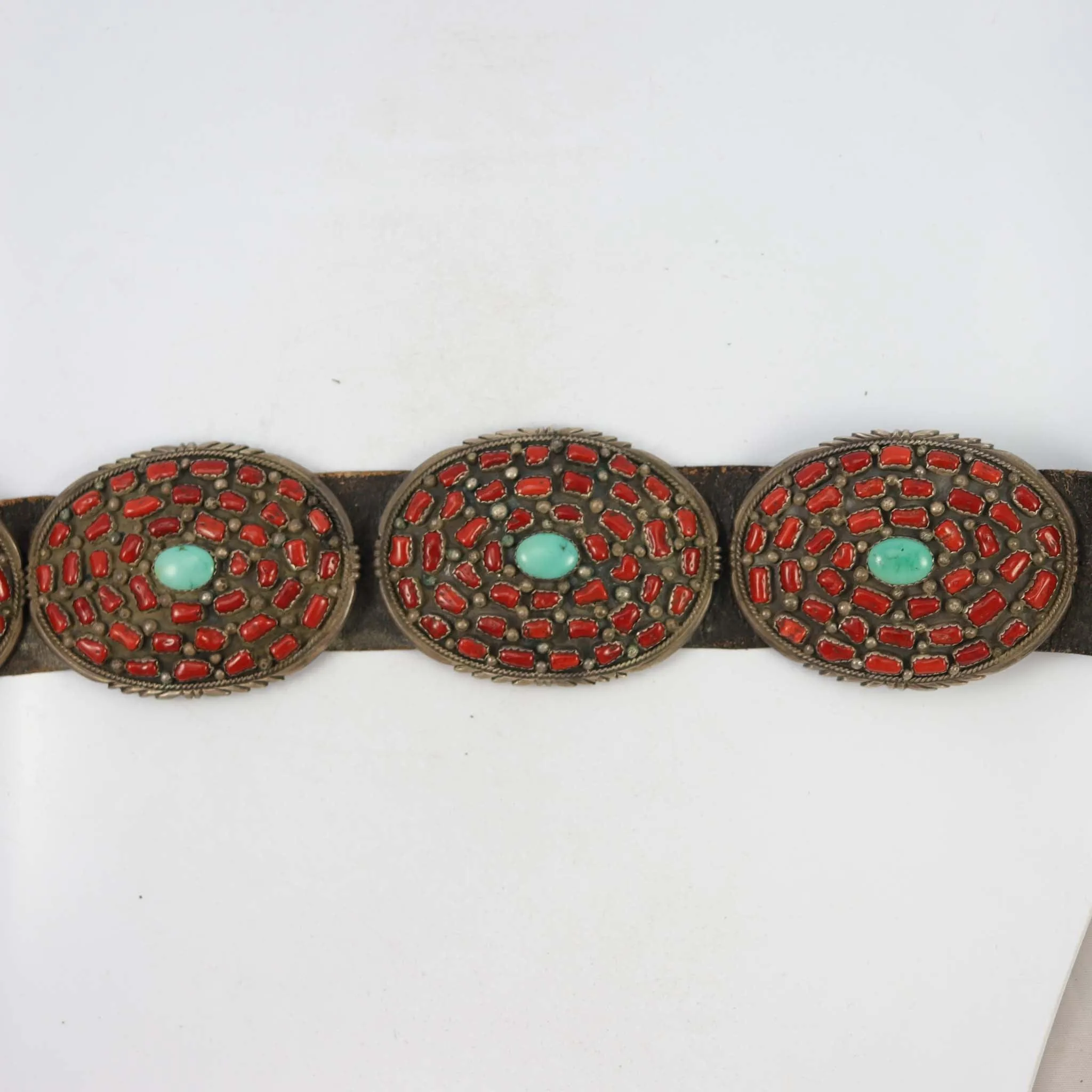 1950s Coral and Turquoise Concha Belt