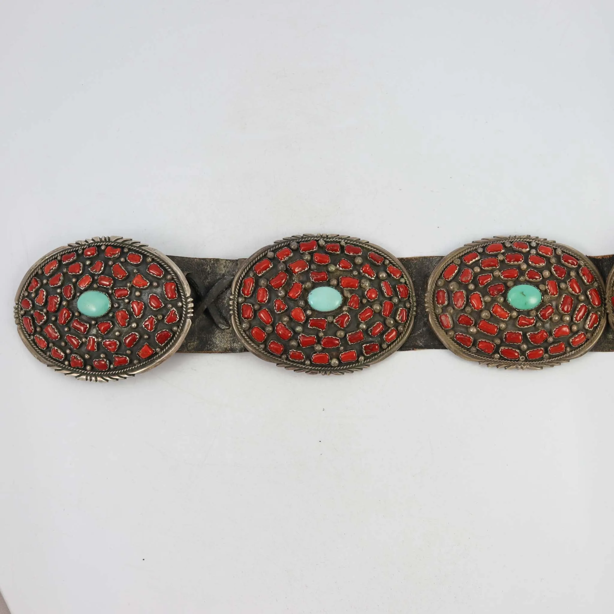 1950s Coral and Turquoise Concha Belt