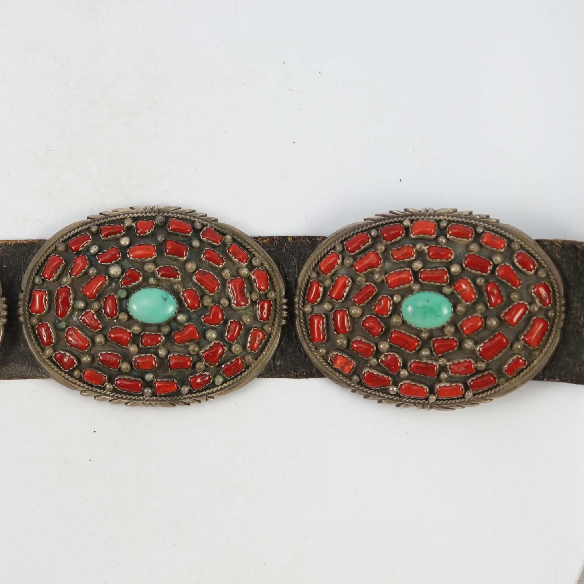 1950s Coral and Turquoise Concha Belt