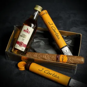 Premium Combo: 2 J. Cortes Honduran Cigars   5cl Miniature of Hine Cigar Reserve Cognac