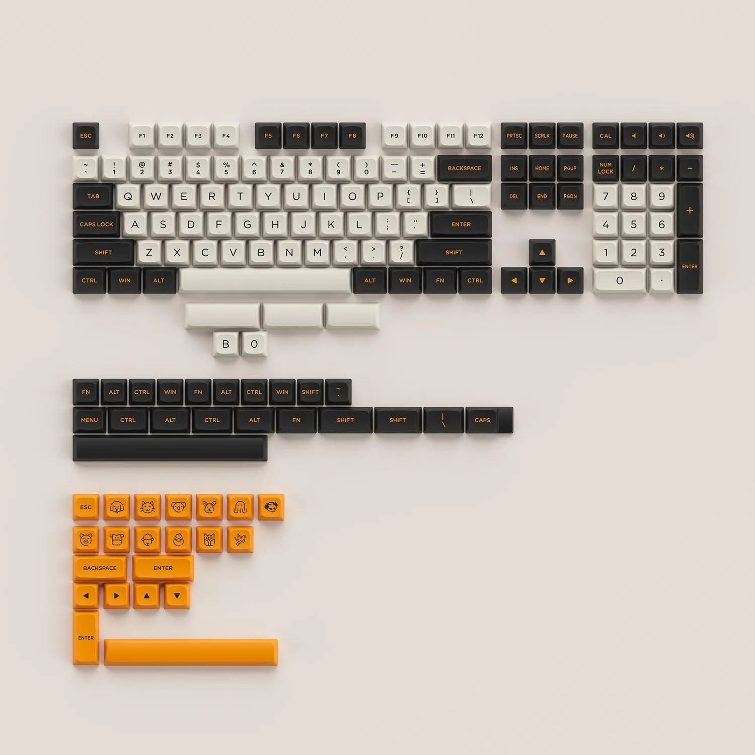 Akko Carbon Retro PBT Keycaps Set ASA Low Profile 155 Keys