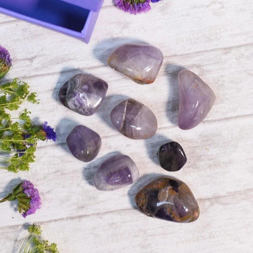 Amethyst Crystal Healing Tumble Stone Set | Stone of Protection