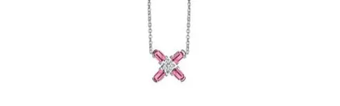 Arch Florale PM Necklace, 18k White Gold with DAVIDOR Arch Cut Pink Tourmalines and Brilliant Diamond