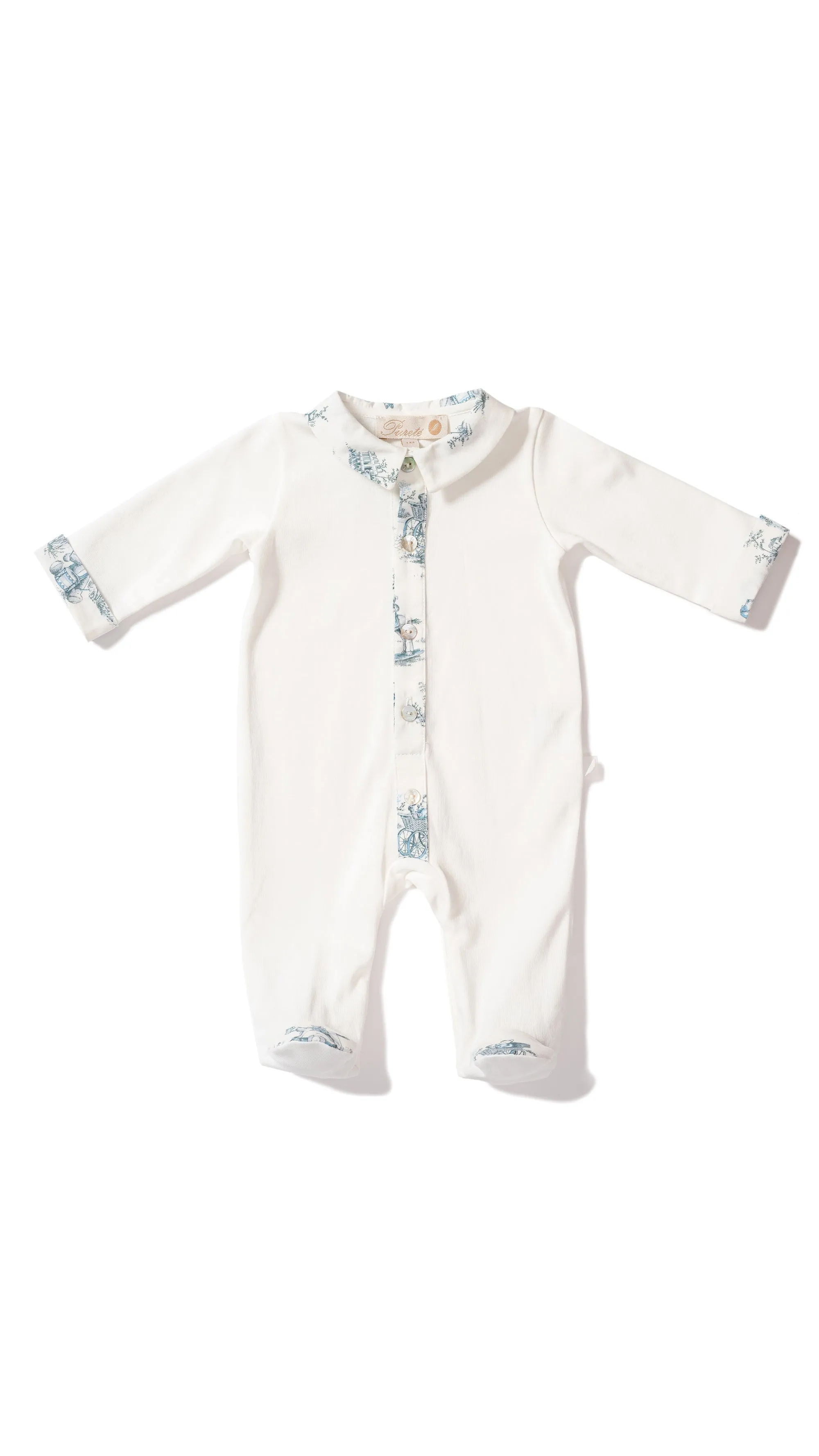 Babygrow & Matching Hat - Blue Toile de Jouy