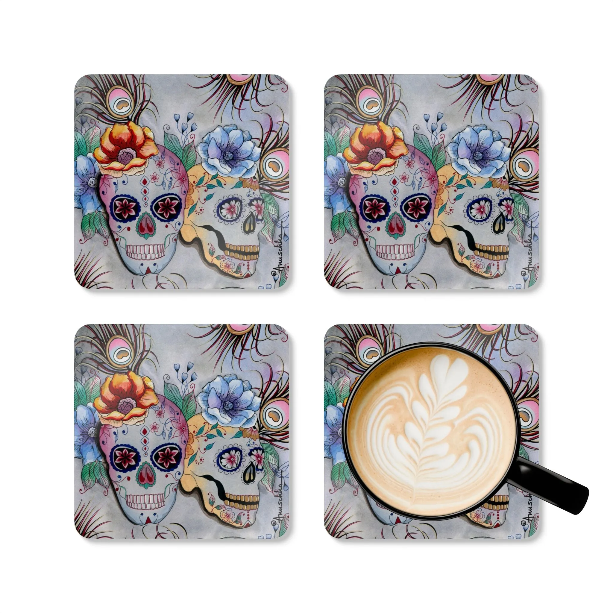 Calaveras de Azúcar Corkwood Coaster Set