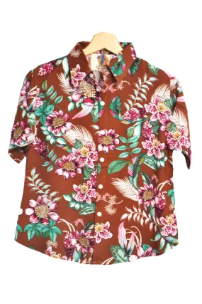 Chemise up hawaii femme marron