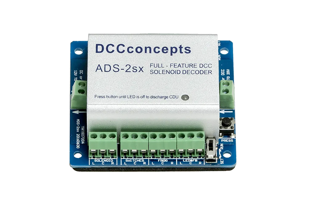 DCC Concepts Accessory Decoder CDU Solenoid Drive SX 2-Way w/Power Off Memory & Protective Case