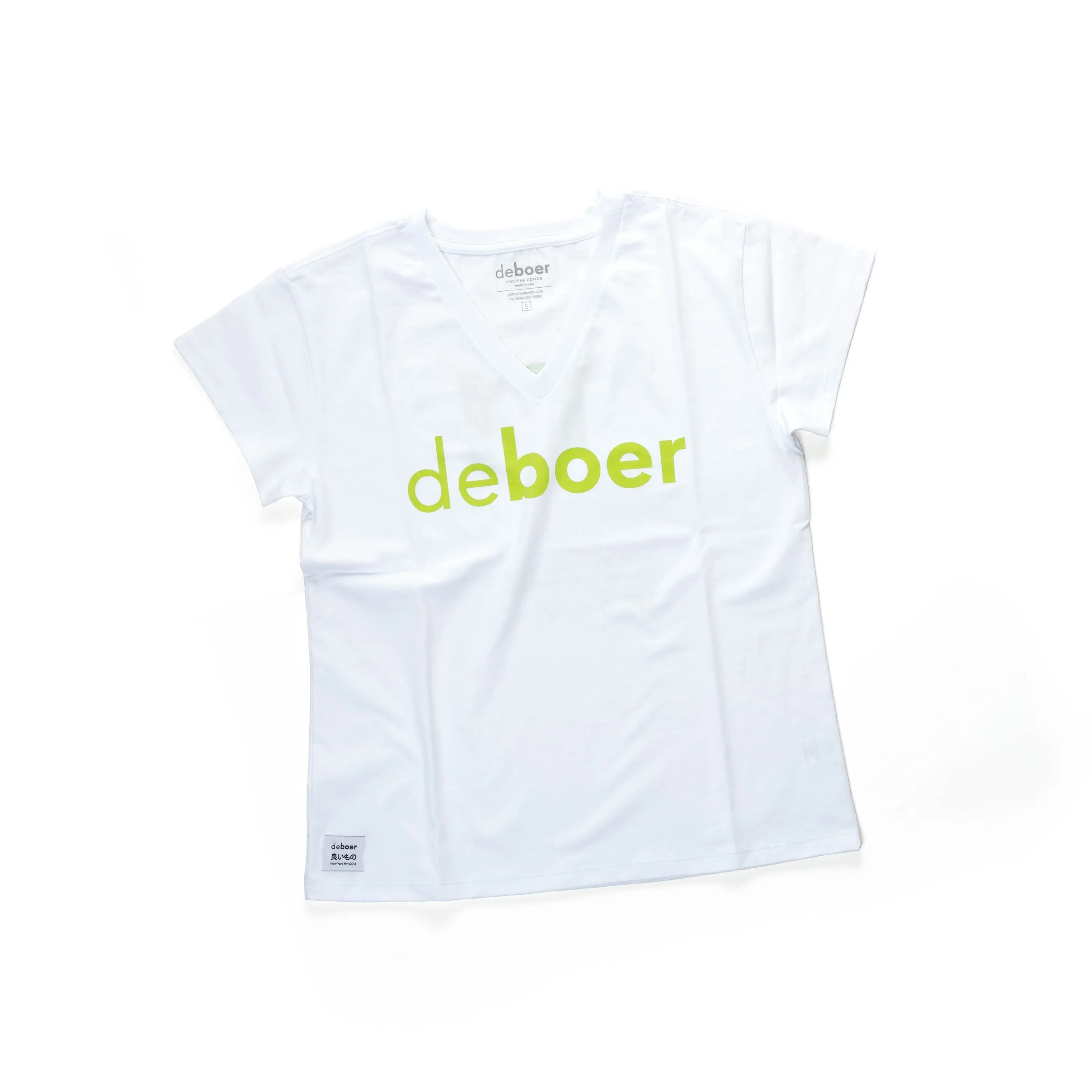 deboer women's tee white & lime