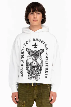 FLEUR-DE-LIS SKULL HOODIE IN WHITE