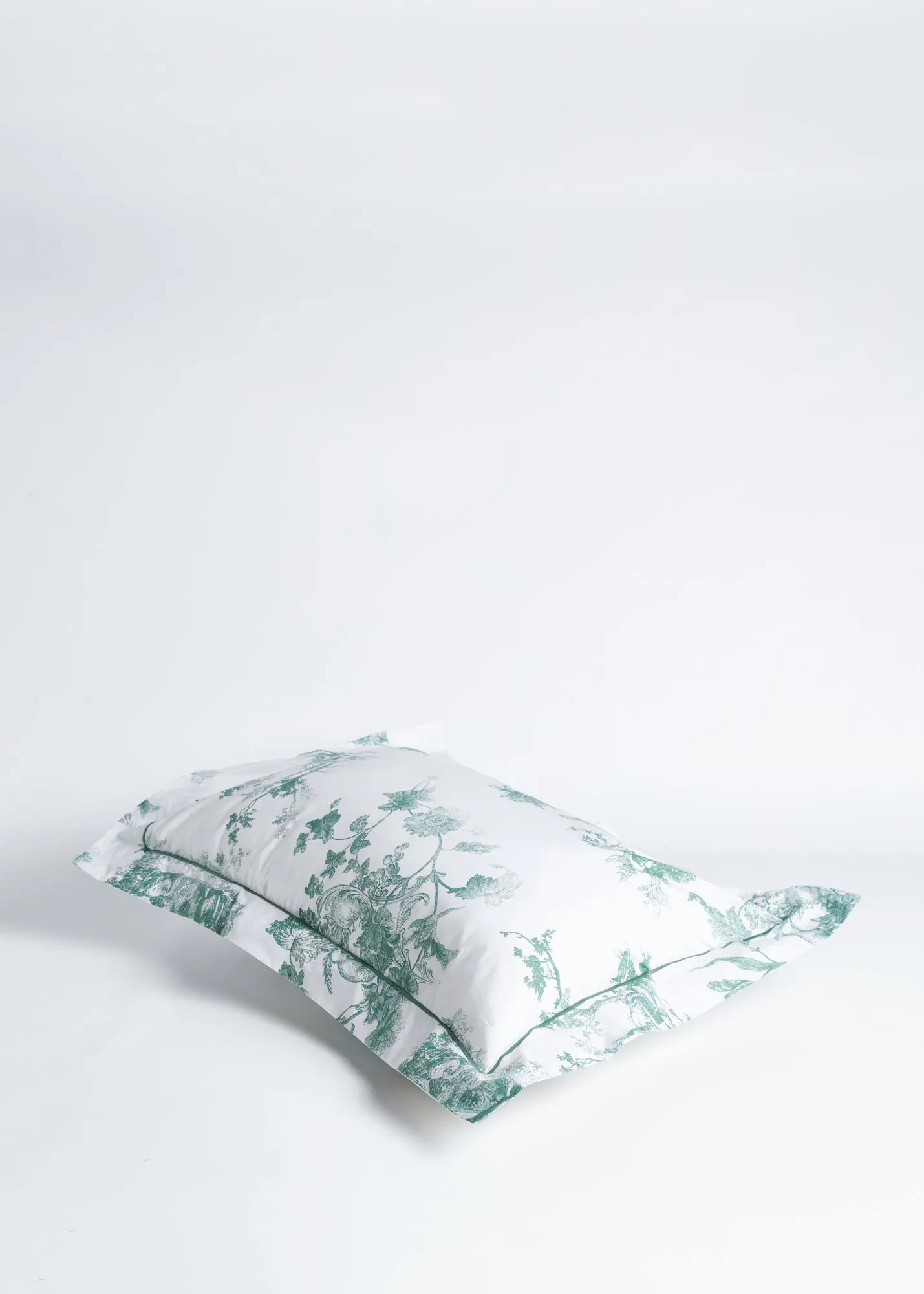 Foxford Green Toile Cotton Square Pillowcase