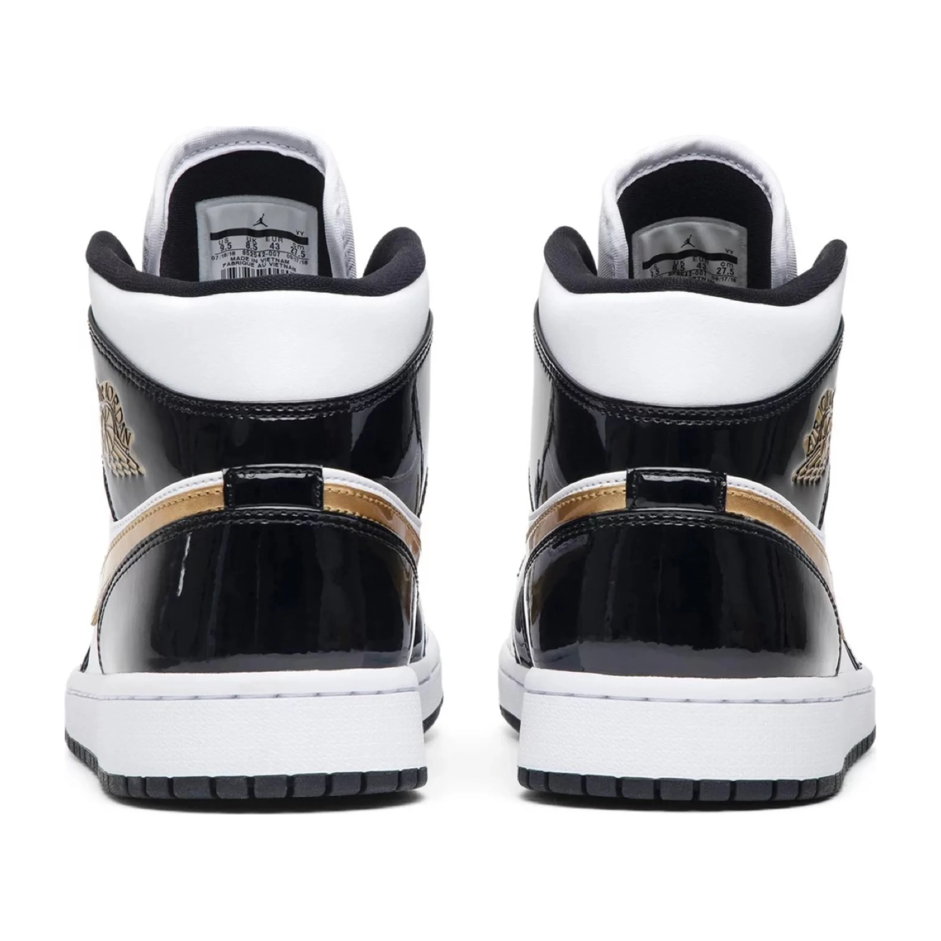 Jordan 1 Mid “Patent Black White Gold” (9MX)