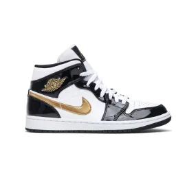 Jordan 1 Mid “Patent Black White Gold” (9MX)