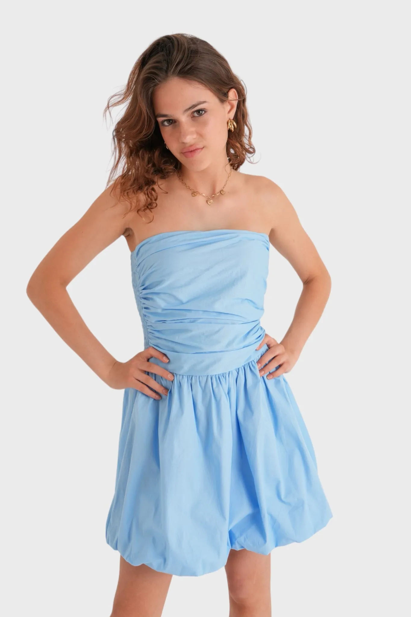 "Cloudy" dress sky blue