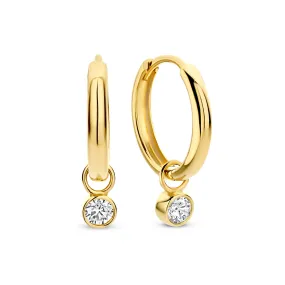 Rivoli Aélys 14 karat gold hoop earrings with zirconia stone