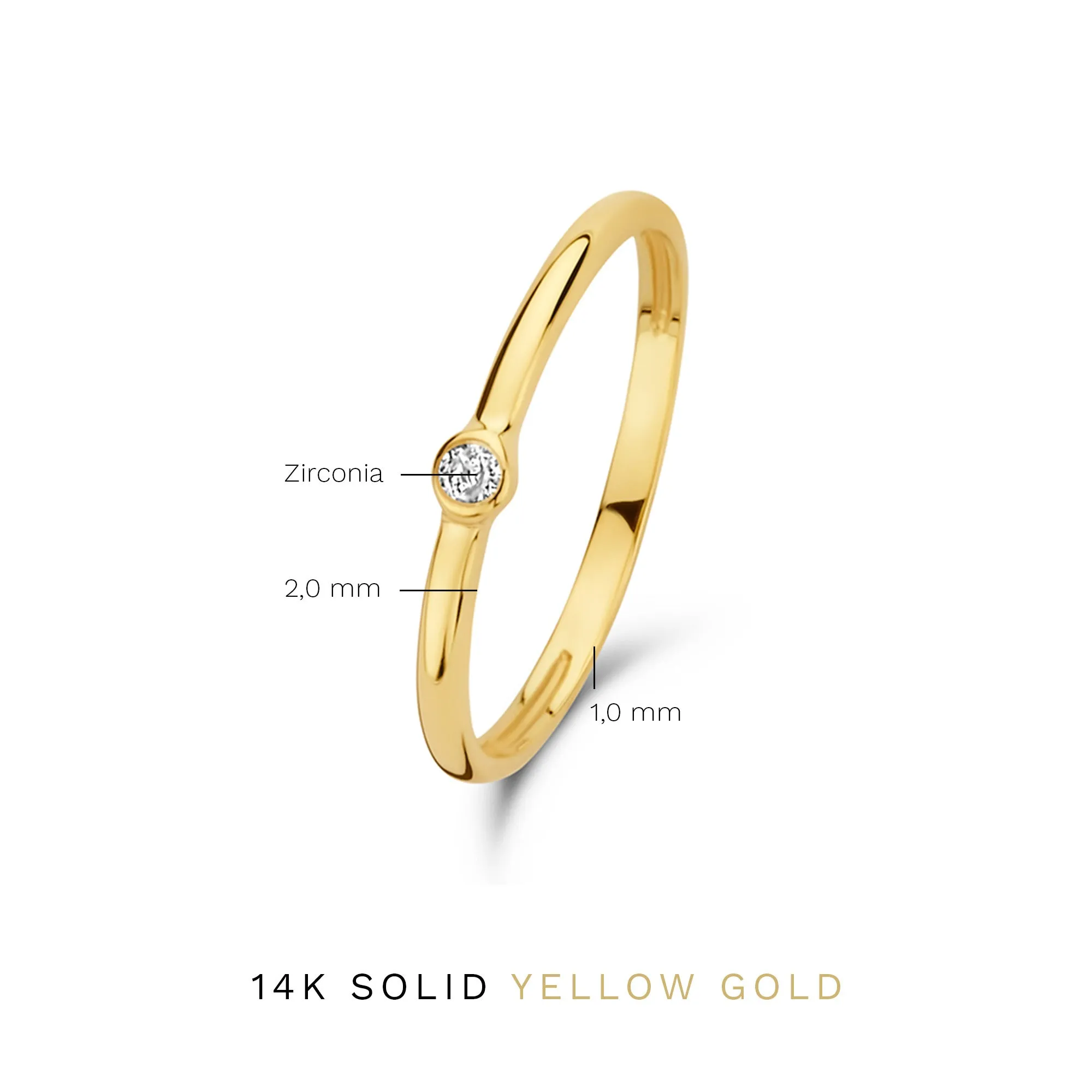 Rivoli Aélys 14 karat gold stacking ring with zirconia stone