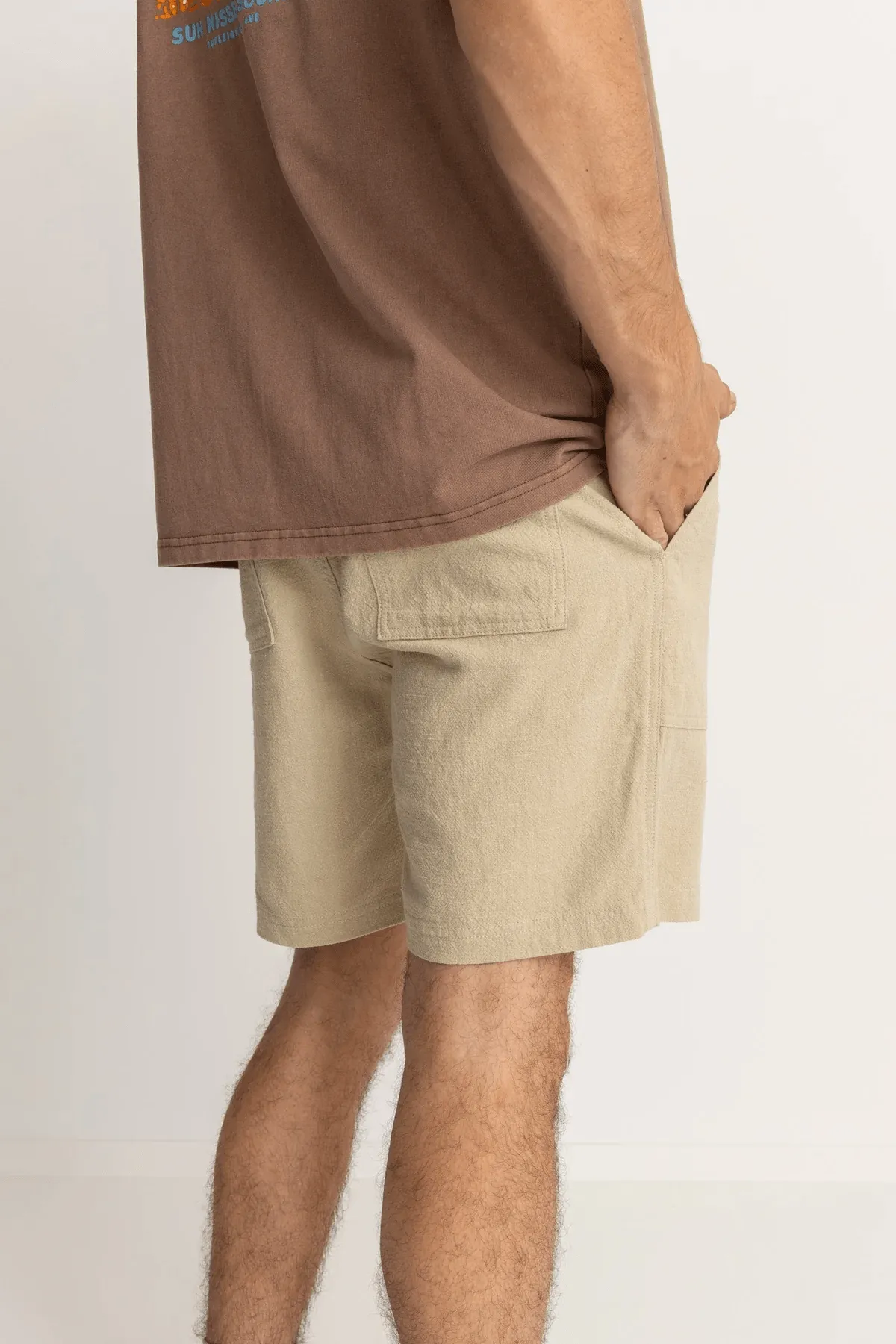 Worn Path Textured Linen Short - Sand